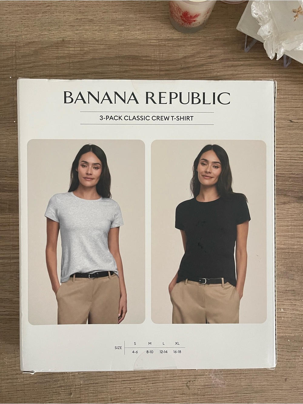 Banana Republic White & Light Gray 3-Pack Crew T-Shirts - Picture 2 of 2